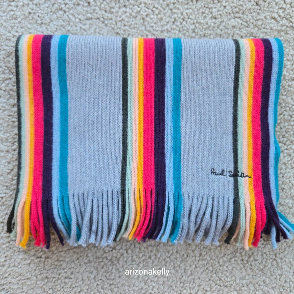 NWOT Paul Smith Knit Wool Striped Scarf - Picture 6 of 16